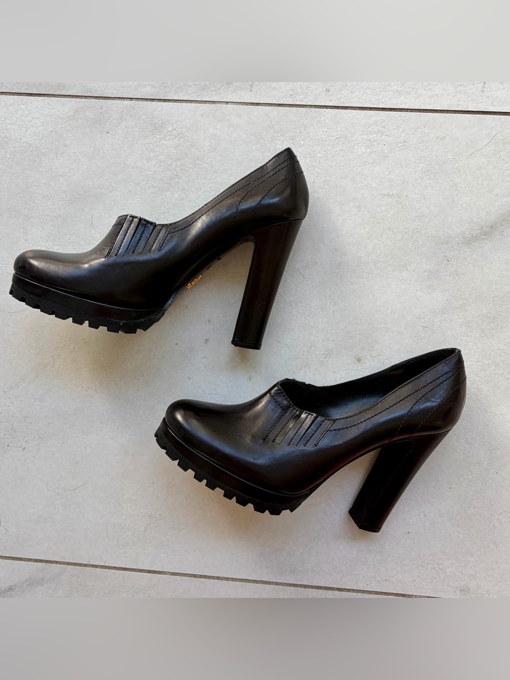 Prada Black Chunky Platform Heel Pumps for Women 36.5